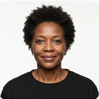 Jane Lindqvist, staff engineer, a woman with natural curly hair in a black sweater